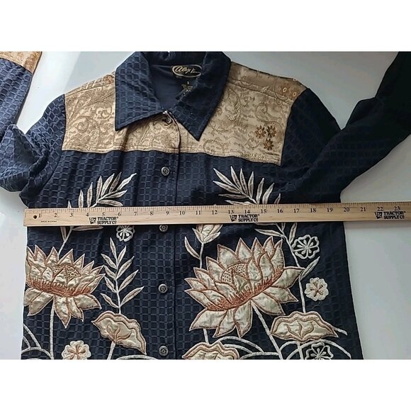 Alex Kim Embroidered Brocade Artsy Button Jacket Womens S Mature Office - Picture 2 of 16